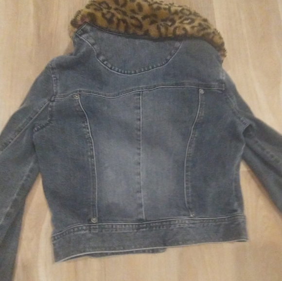 Leopard Print Collar Denim Jacket Buffalo vintage - Picture 8 of 9
